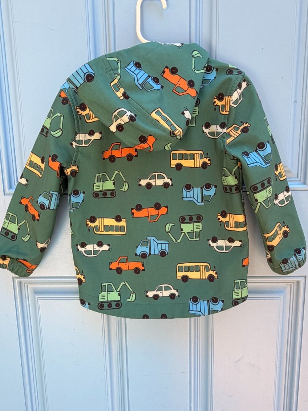 Cat & Jack Kids 4T Green Vehicle Print Hooded Jacket Cars Trucks